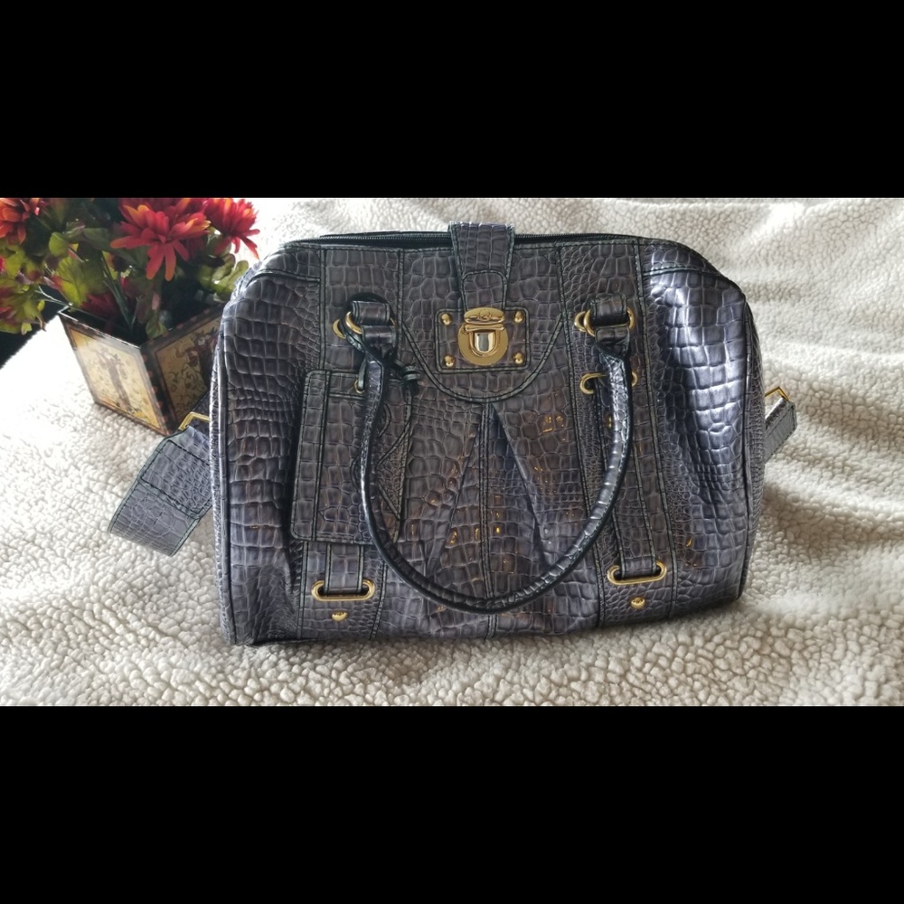 EUC Roxx New York metallic crocodile print satchel